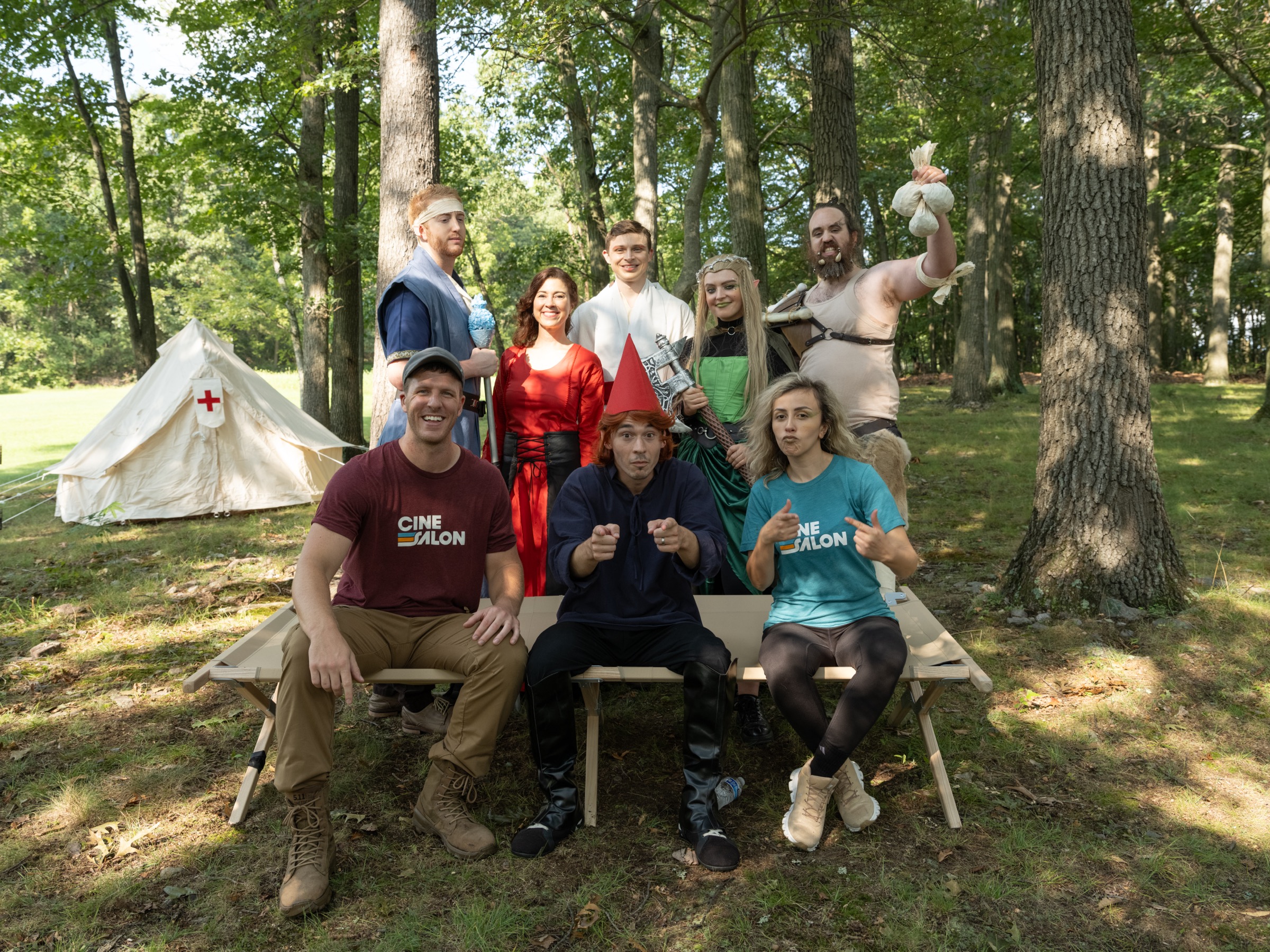 The crew in full costume on a shoot